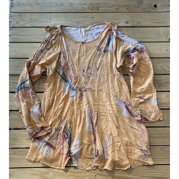 FREE PEOPLE Open Shoulder Flowy Boho Mini Dress S - Picture 1 of 7